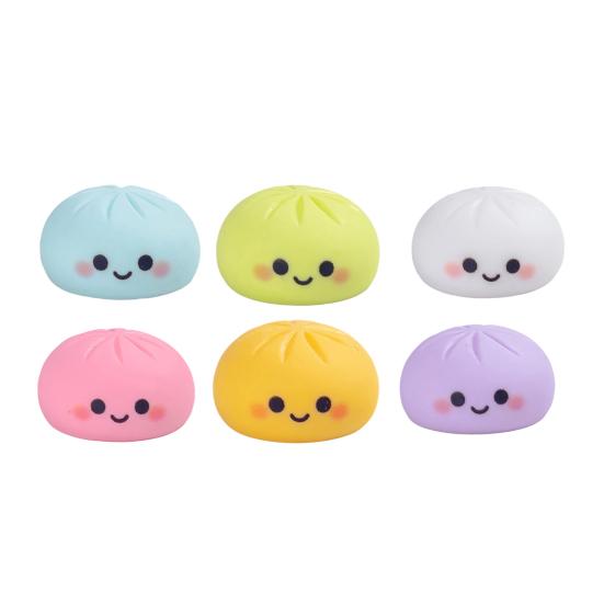 12Pcs Mini Resin Bun Figurines, Cute Smiling Face Food Ornament, Micro Simulation Steamed Bun Dollhouse Accessories for DIY Desktop Home Decor