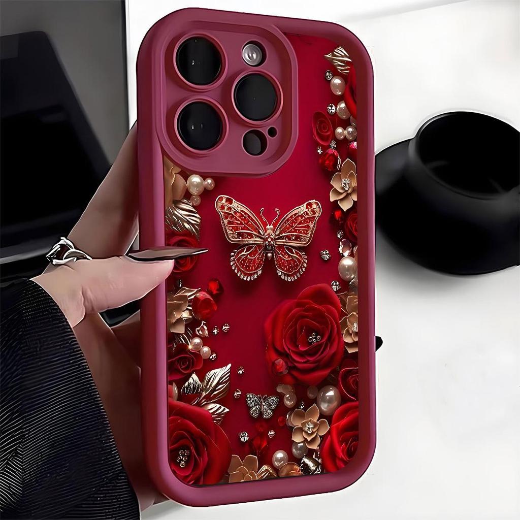 Schwarzes Rillen-Schmetterlings-Sandstein-Case für iPhone 15/16/17