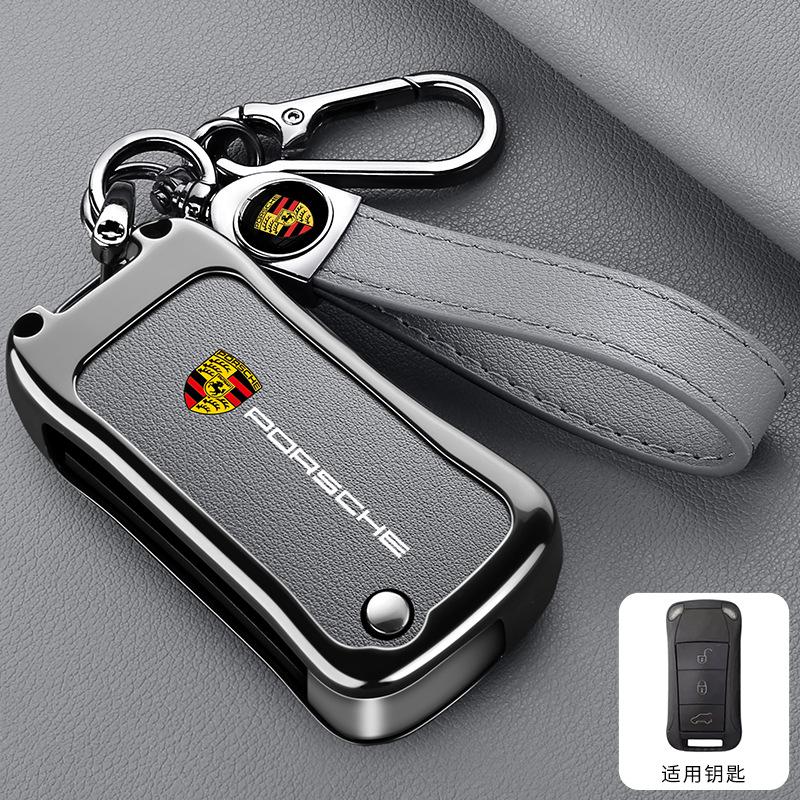 3 Buttons Zinc Alloy Leather Car Remote Key Case Cover Shell Accessory For Porsche Cayenne 955 957 911 997 Boxster 987 Sticker LG4