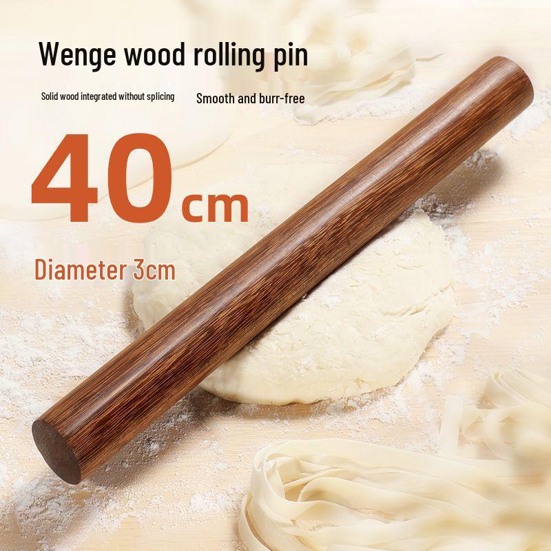 Beech Wood Rolling Pin for Dough and Dumplings - Solid Wood Baking Tool with Round Head