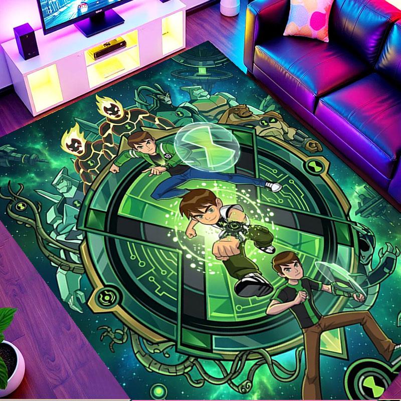 Ben 10 Cartoon Print Rug, Washable Floor Carpet, For Entryway Dorm Laundry Room Office Study, Home Decor Birthday Christmas Gift