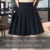 High Waist Woolen A-line Pleated Midi Skirt for Women - Autumn/Winter 2025 Style