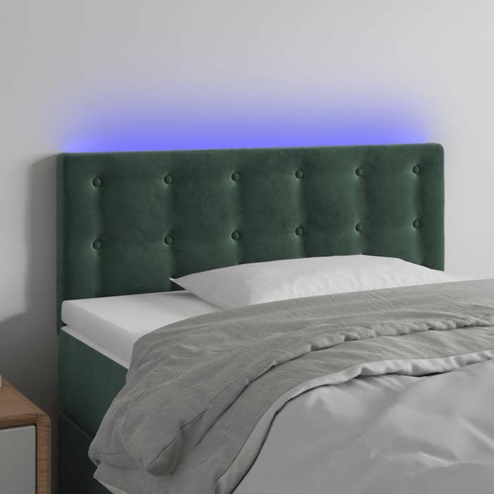 VidaXL LED Headboard Bedroom Furniture Single Bed Accessory Headboard Bed Frame Interior Dark Green 3122091