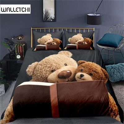 Duvet Cover 3D Printed Cute Teddy Bear Bedding Set and Pillowcase Cartoon Quilt Cover Home Teen Boy Girl Gift Bedroom Decor