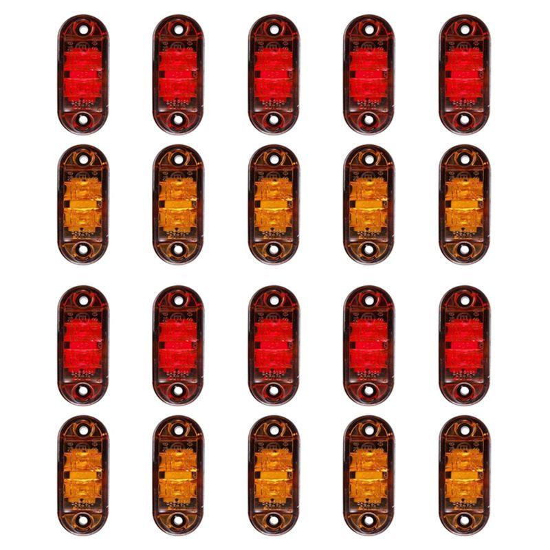 Powerful Amber Red 2.5 Inch Oval LED Trailer Truck Clearance Light Side Marker Light Waterproof Marker Indicators Light red yellow 20