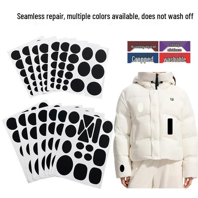 Self-Adhesive Black Fabric Repair Patch for Down Jackets, No-Sew, Seamless, Washable