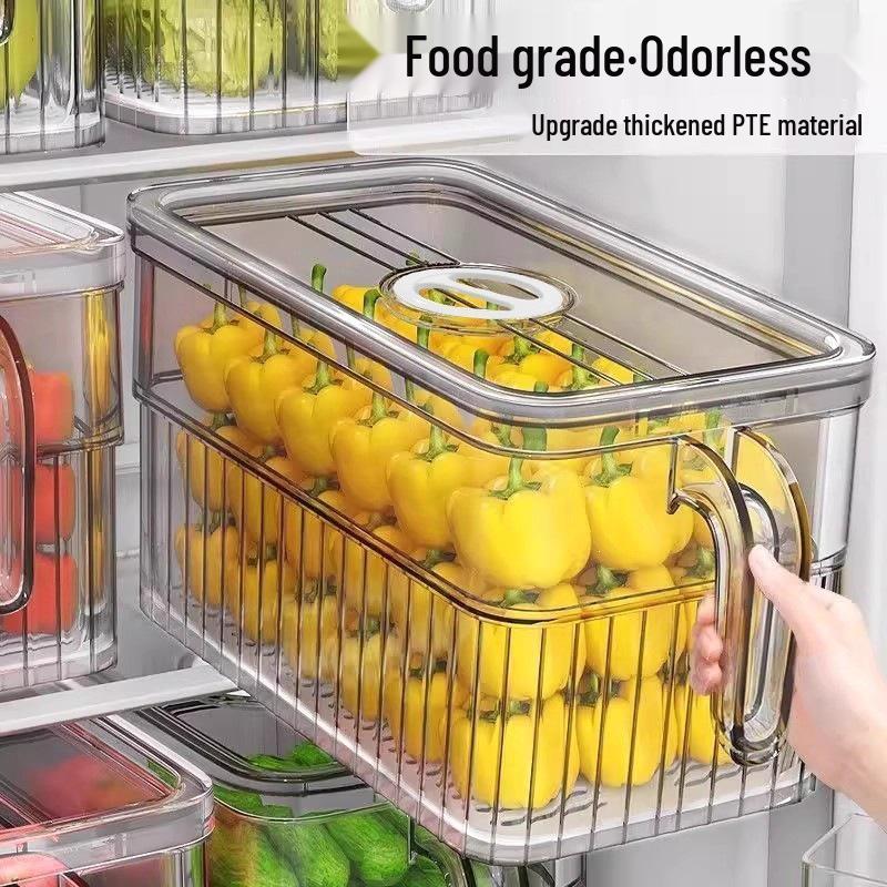 Food-Grade Refrigerator Storage Box with Handle for Vegetables, Fruits, Eggs & More