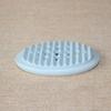 Creative Oval Silicone Soap Dish Tray Blue Better Drain Design Soap Case Holder for Shower Bathroom Kitchen Counter