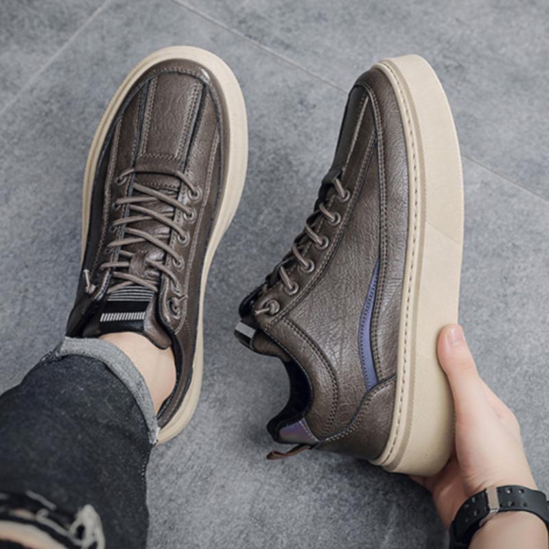 

Осенние мужские спортивные туфли на толстой подошве, низкие, слипоны для увеличения роста и нескользящие повседневные туфли 44 серый