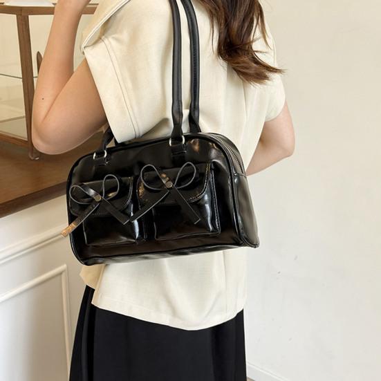 Damska torba typu tote ze sztucznej skóry, torba na ramię z uroczymi kokardkami, wodoodporna, codzienna torebka na dojazdy, do miasta, na co dzień