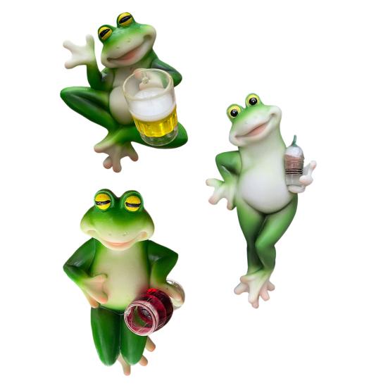 Miniature Frog Figurine Garden Drinking Frog Statue Planter Hugger Resin