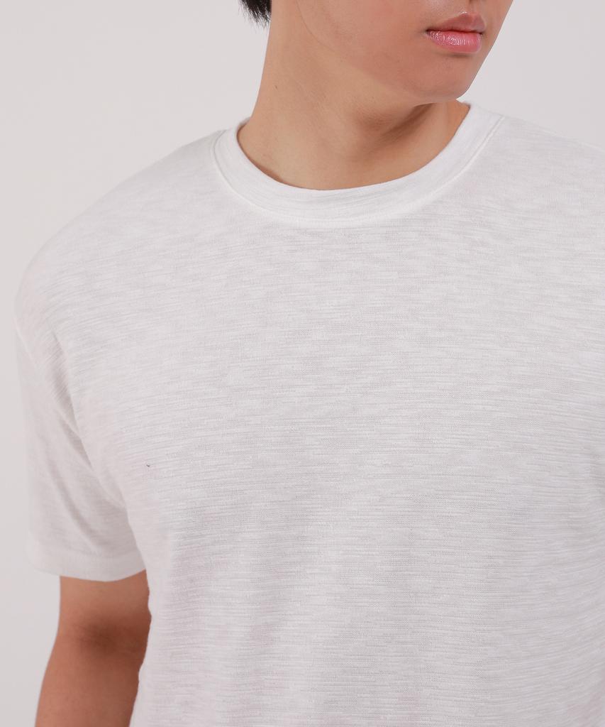 Dibellobeu Slub Round Short Sleeve T-Shirt_Ivory