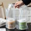 Clear Disposable Thickened Plastic Tote Bag for Single or Double Cups - Ideal for Milk Tea, Coffee, and Beverages