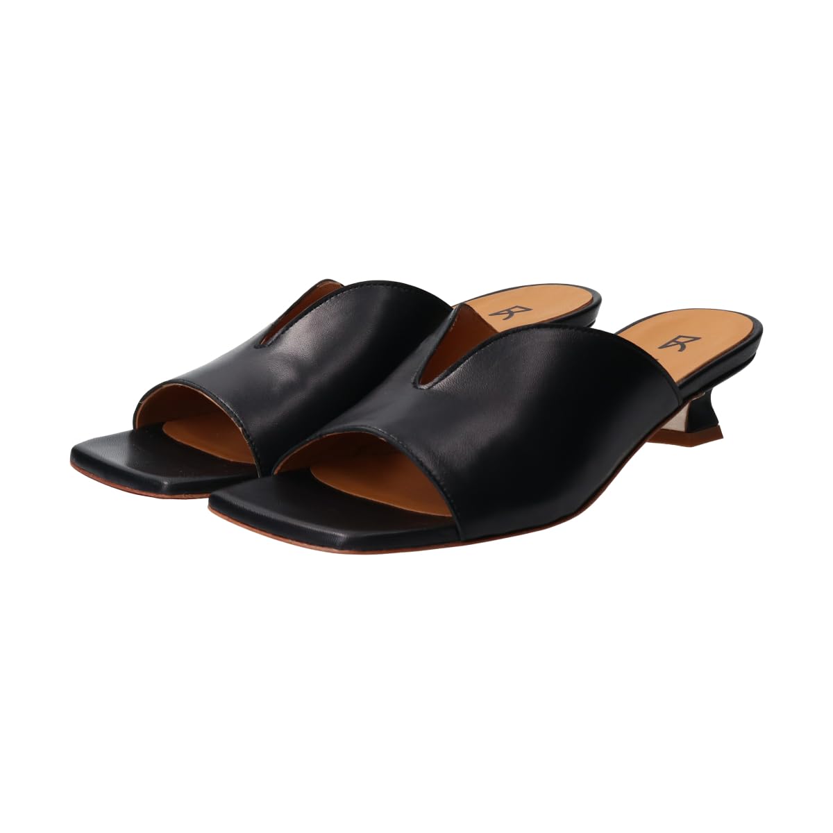 

Heeled Sandals Square Toe Slit Mule Sandals Black cm [Fabiorsconi] Women s 23.5 чёрный