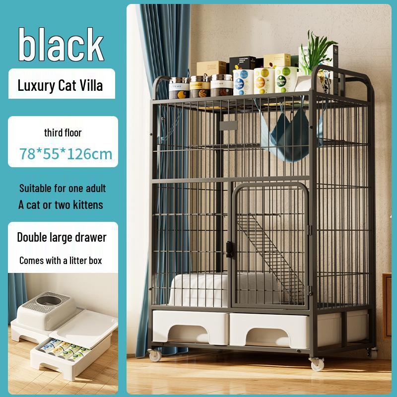 Luxury Three-Story Cat Villa with Spacious Climbing Frame and Bed