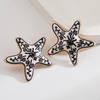 Colorful Blue and White Porcelain Starfish Earrings Unique Niche Design Beach Vacation Style Earrings for Women