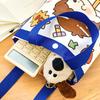 Kinder Leinwandtasche Süßes Cartoon Mädchen Junge Muster Tragetasche Rosa Blaue Kante Wiederverwendbare Tragetasche für Kinder Schulausflug Picknick Einkaufen