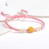 Shuibei 999 Reingold Ping'an Schnalle Armband mit goldenen Glücksperlen - Geflochtenes Handseil Valentinstag Qixi Geschenk