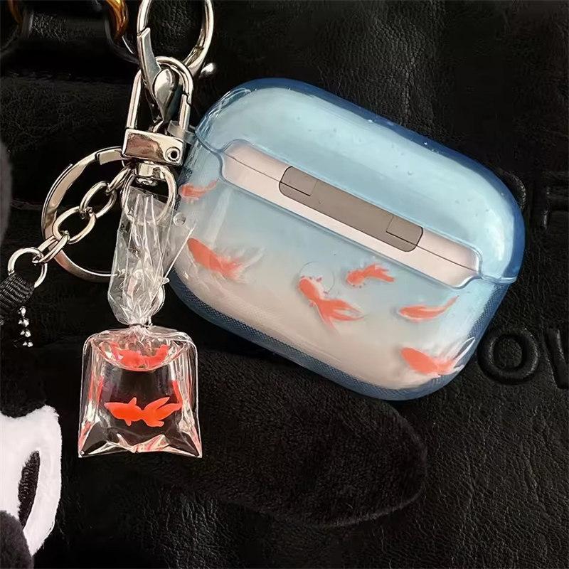 Cute and Ornamental Koi Gradient Earphone Case for Airpods 2 3 4 TPU Soft Protective Cover for Airpods Pro 2 2nd Charge Box Cover