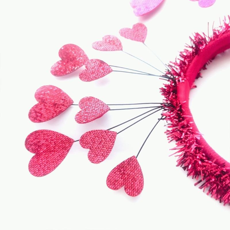 Valentines Day Couple Hairband with Shinning Tinsel Red/ Rose Red Heart Shape Headbands Carnivals Sequins Hair Hoop