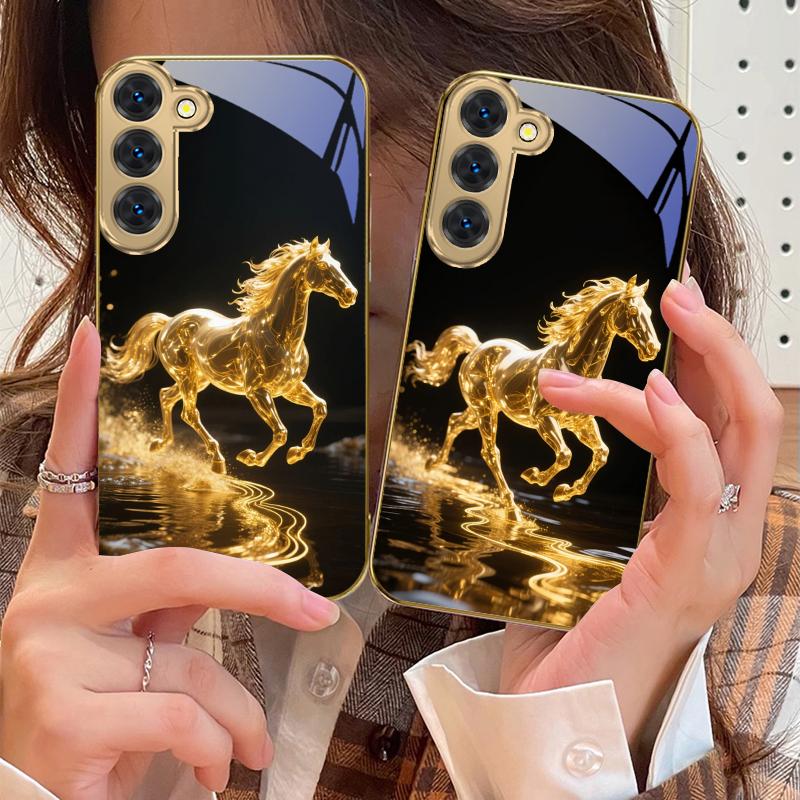Goldene Waage Tianma Für Samsung Galaxy S26 S20 FE S21 S22 S23Plus S24 Ultra 25Ultra S21+ S9 S22 S8 S23 Goldene Glas-Handyhülle