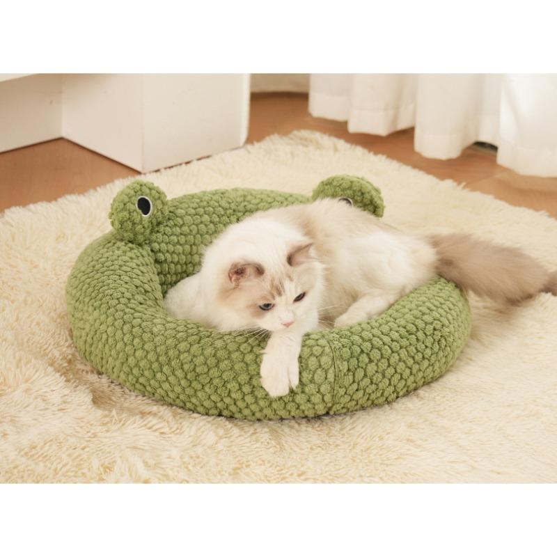 Cute Frog Series Pet Bed - Winter Cat House & Dog Bed Cartoon Animal Shaped Warm Shelter for Cats Dogs