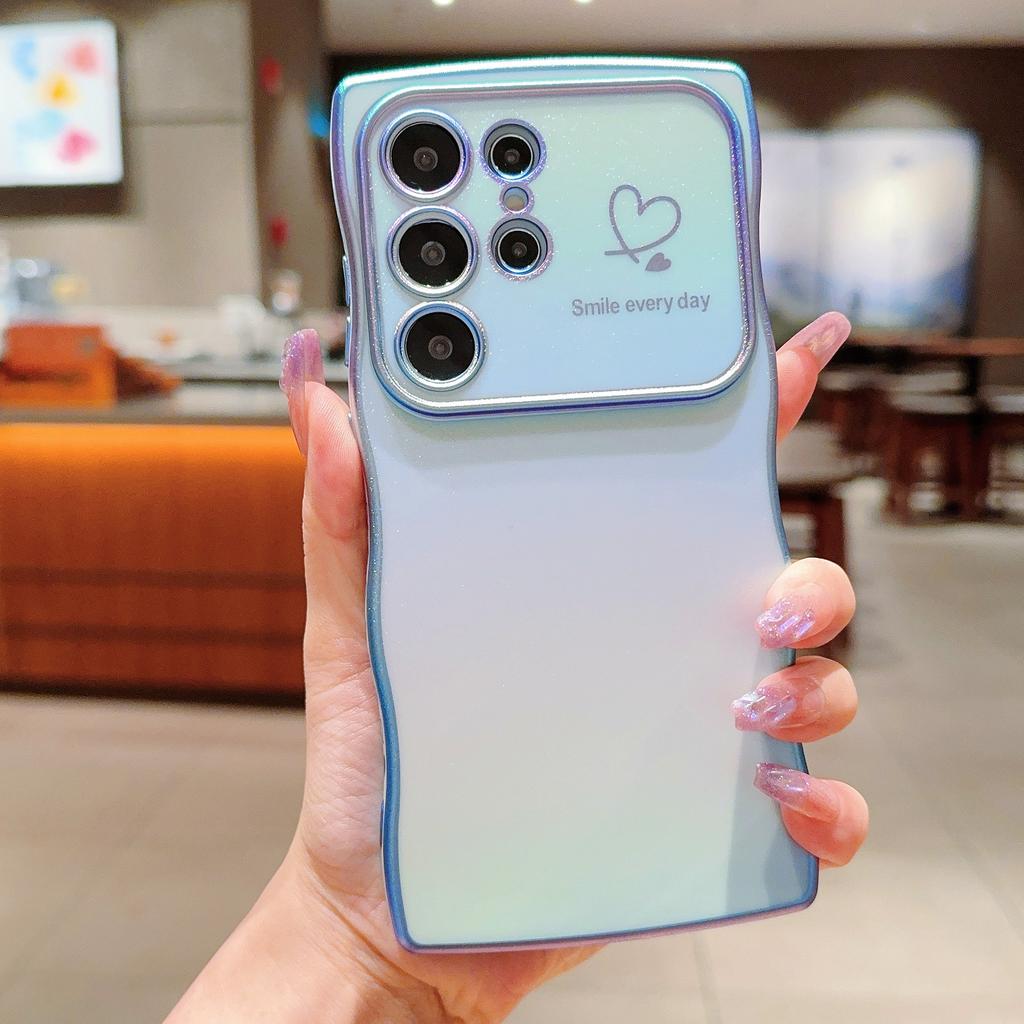 Colorful Silk Waves Are Suitable for Samsung S25 Ultra Mobile Phone Case S24FE Electroplating Love Protection Case