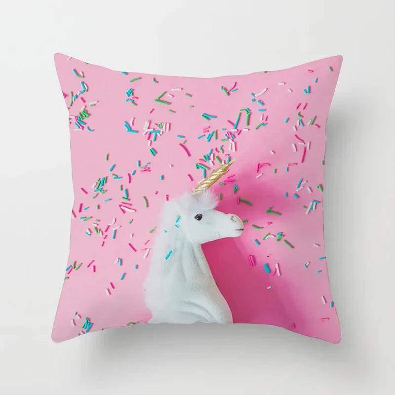 Home Decor Pink Tropical Leaves Pillowcase Bedroom Sofa Cushion Cover Geometric