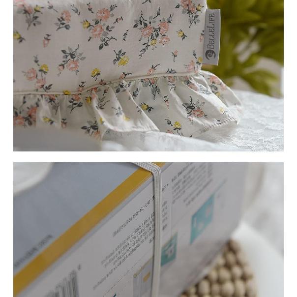 Rose Flower Home Living Rectangle Premium Cotton Tissue Box Cover with Lace, Well-Stitched House Decoration Refill Holder, Facial Paper Dispenser for