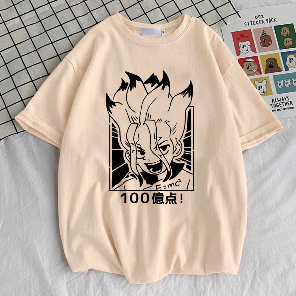 Dr Stone Top Tees Teen 2000s Trendy Aesthetic Colorful Anime Women Shirt Pastel Vintage Grunge Psychedelic Classic Harajuku