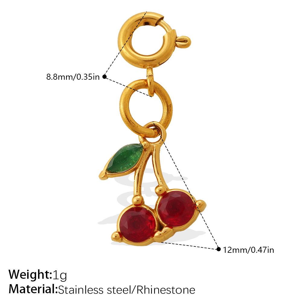 Vitality Sweet Wind Rhinestone Variety Jewelry Buckle Cherry Pendant Stainless Steel Gold Plated Exquisite Accessories