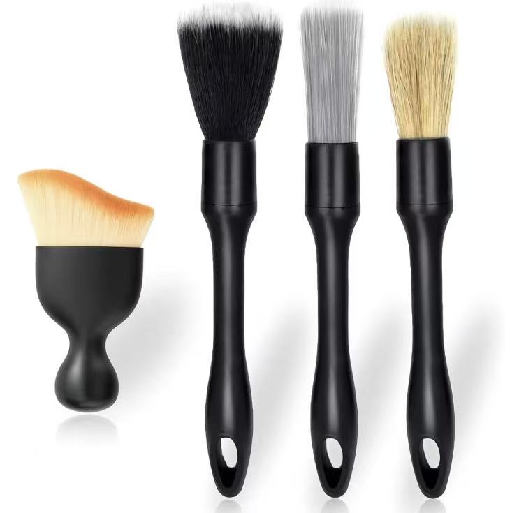 4Pcs Car Detailing Brush Set - Soft Professional Portable Brush for Interior Cleaning Dust Removal Automotive 1 чёрный