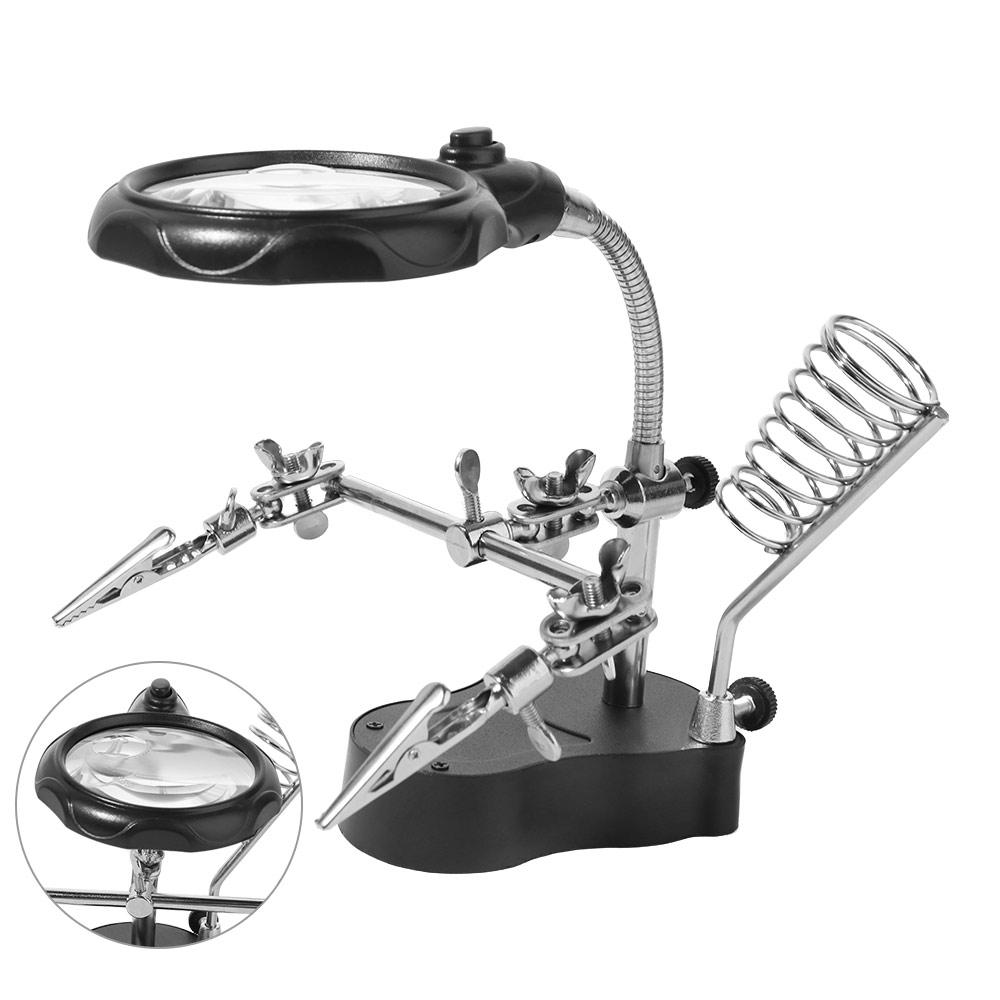 Adjustable Desktop Magnifying Glass with LED Light Soldering Magnifier  Phone Repair