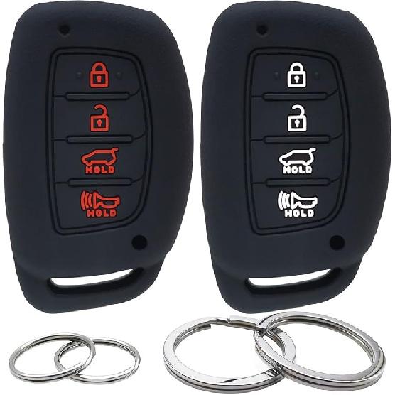GFDesign 2 Pcs Silicone 4 Buttons Key Fob Cover Remote Case Keyless Protector Compatible with 2019 2018 2017 2016 2015 2014 2013 Hyundai Elantra