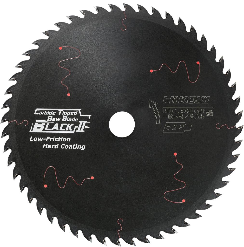 HiKOKI Saw Black 190mm 52 for Circular Saws and Circular 12 Blades Per (Hikoki) Carbide-tipped Blade, II, Diameter, Teeth, Dust-collecting Saws, Pack,