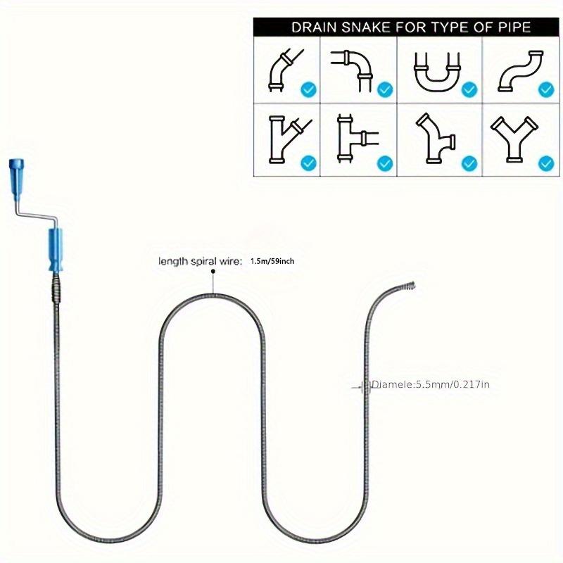 Flexible Steel Pipe Unclogger with Retractable Handle, Labor-Saving Manual Drain Dredging Tool, Portable Home Plumbing Accessory