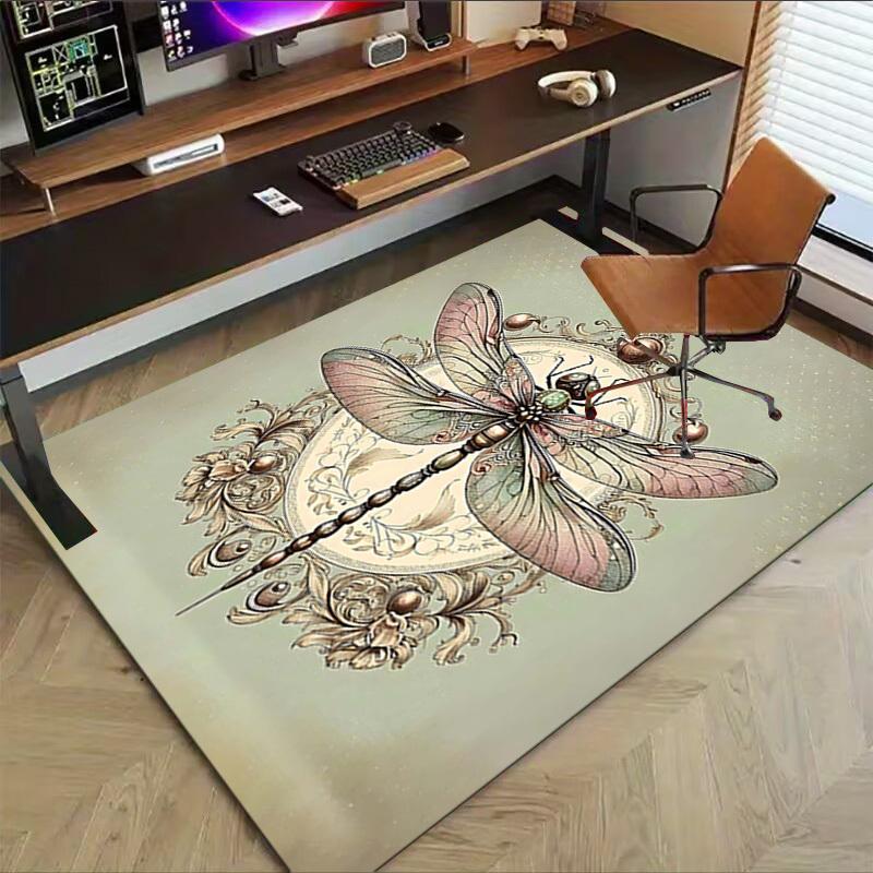 1PC Dragonfly Ornament Extra Large Non Slip Floor carpet, Office, family, bedroom, Studio Large Area Rug Indoor Rugs, Vibrant Colors