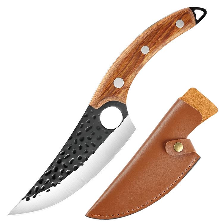 6 Inch Forged Hammer Pattern 5CR15MoV Steel Boning Knife Fixed Blade Meat Butcher Chef Knife Cutter Kitchen Tools