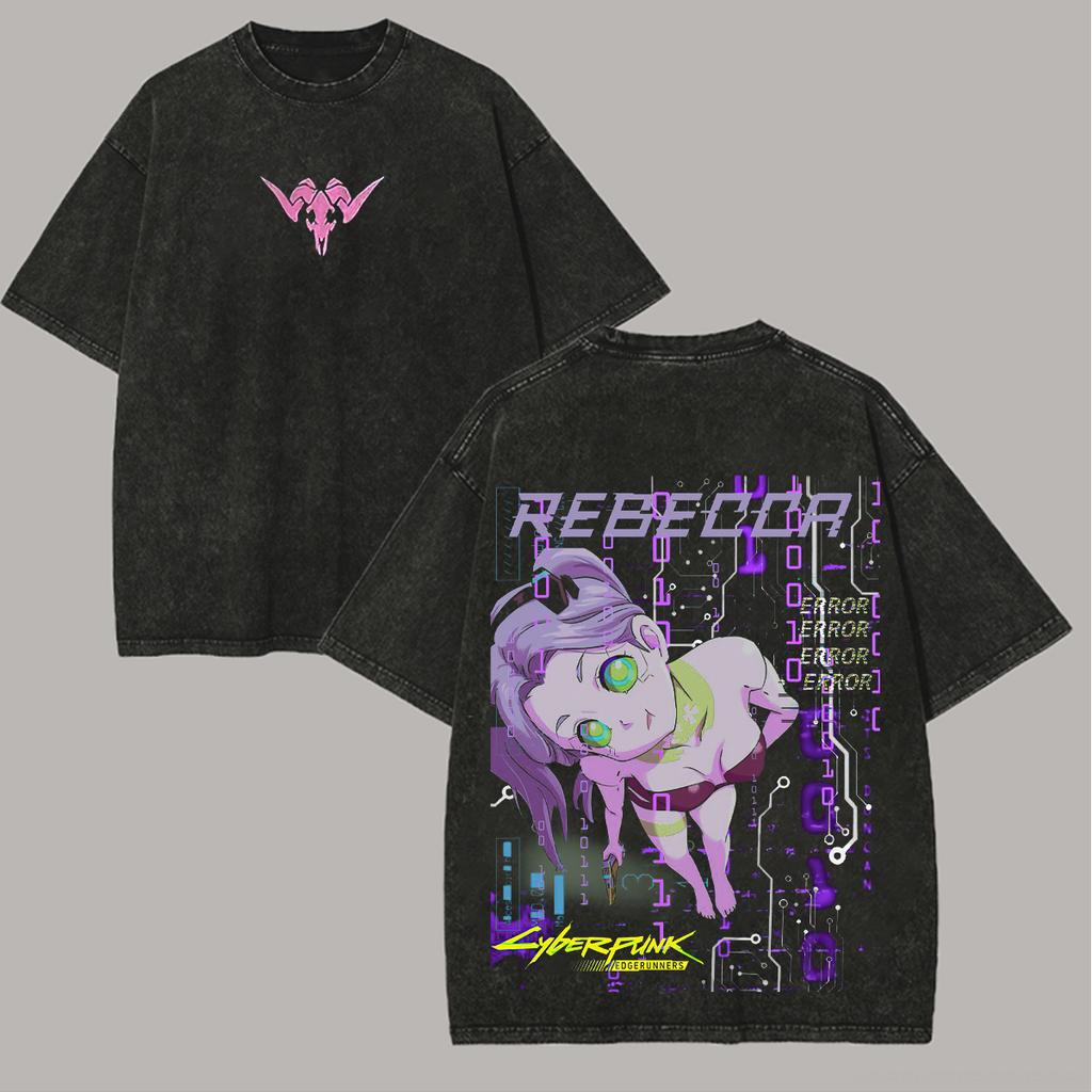 T-shirt Lavata con Stampa Cyberpunk per Amanti degli Anime Abbigliamento per Tutto l'Anno Alta Qualità Personalità Vestiti Taglie Forti Unisex Nuovo Modello Maglietta per Coppie