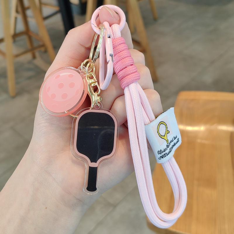 Chaveiro Criativo de Raquete de Pickleball de Metal Chaveiros de Bola Oca Colorida Pingente de Sacola de Festa para Fãs de Dink Ball
