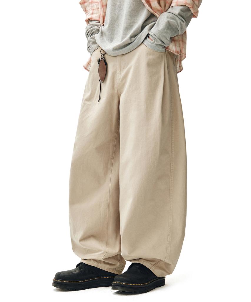 DECET Barrel Wide Leg Pants Dcpt071Beige