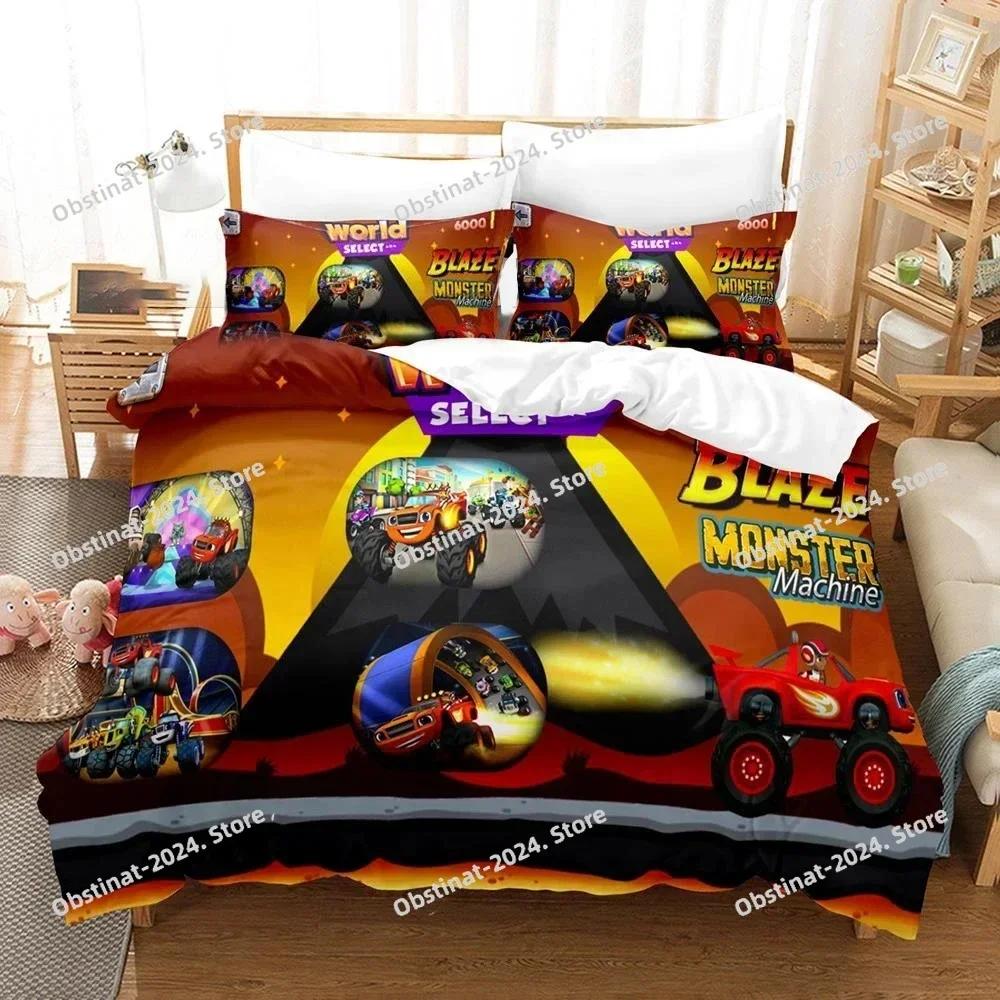 Cartoon Blaze und die Monster-Maschinen Speed Bettwäsche-Set Bedruckte Bettbezug Kissenbezug Einzel Doppel Queen Super King Größe Sets