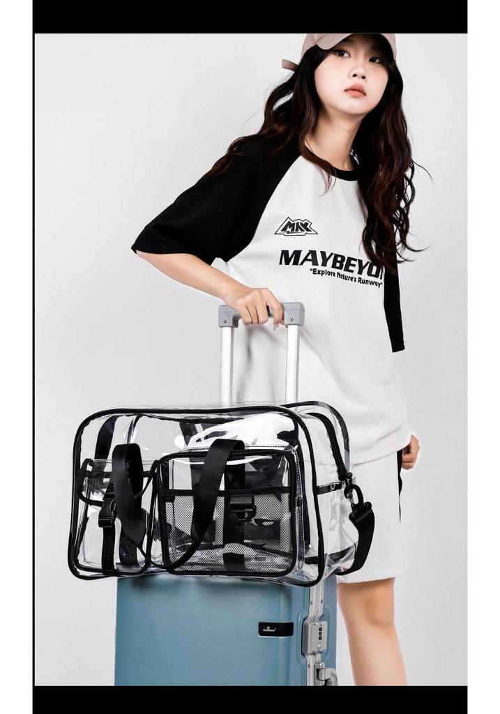 Korean Style Transparent Travel Bag - Large Capacity Water-Repellent Gym and Beach Tote