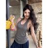 Kumikumi Niche Back Twist Apricot Vest Women clothes Summer Retro Sexy All-Match Slimming Sleeveless Top