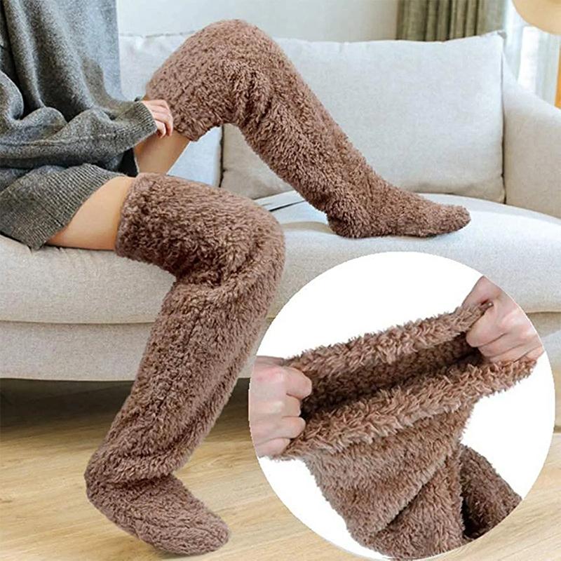 Over Knee High Fuzzy Long Socks Plush Stockings Leg Warmers Winter Home Sleeping Socks Keeping Warm Socks Christmas Gift