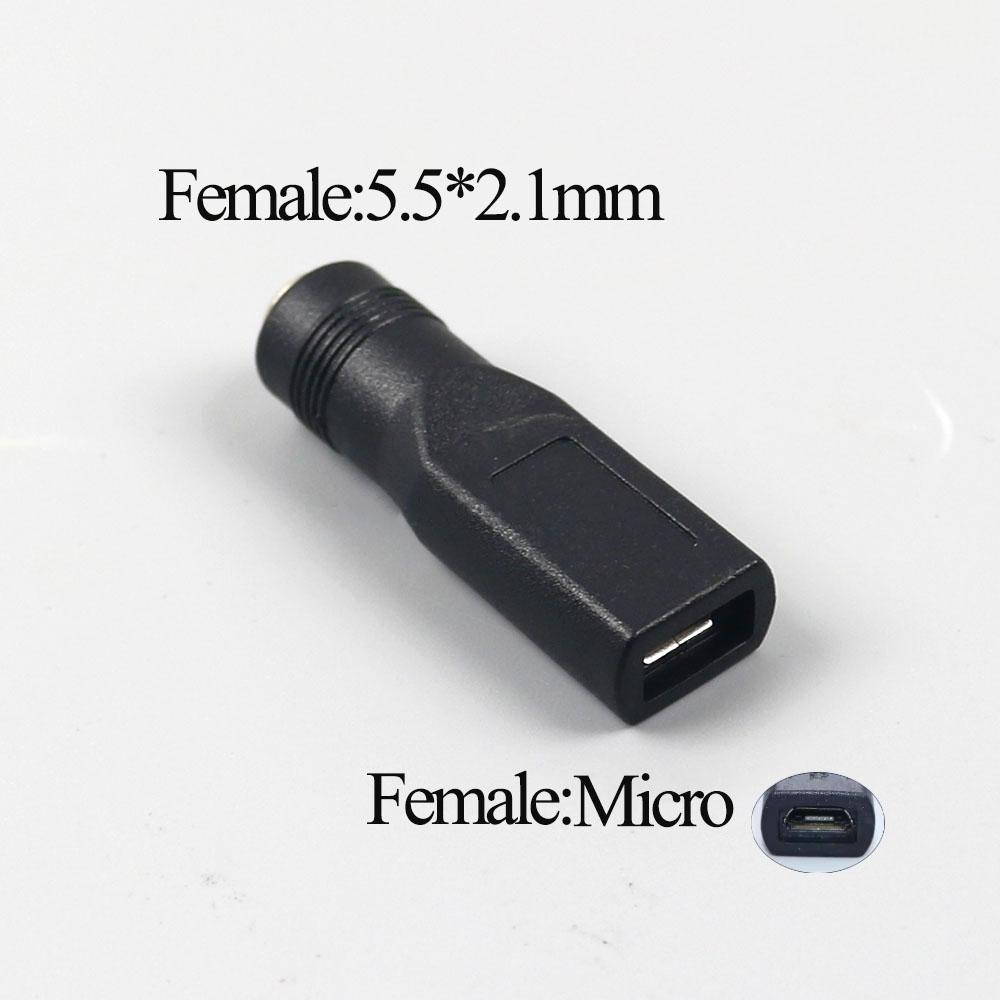 1PCS DC Plug 5.5x2.1mm To Type-C Miro USB Power Supply Connector Jack 5V Female Male USB C to 5.5*2.1 MM Adapter Plug