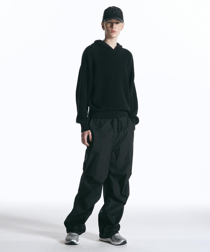 INSILENCE Linen Cotton Knit Hoodie Black