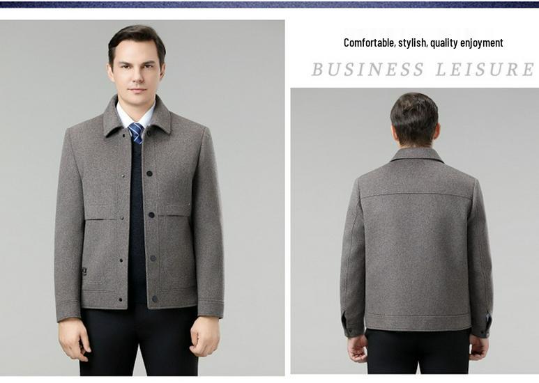 Men's 2025 Thickened Wool Business Casual Jacket with Detachable Down Liner