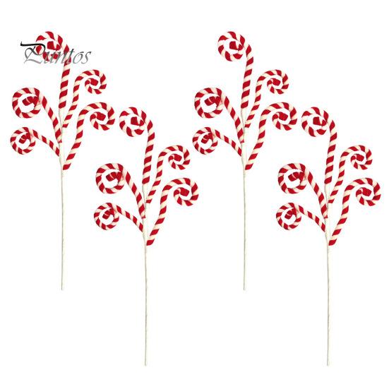 4 Pcs Candy Cane Picks Multifunctional Curly Christmas Candy Picks Christmas Tree Ornaments Festive Candy Cane Picks for Wreaths Banquets Crafts