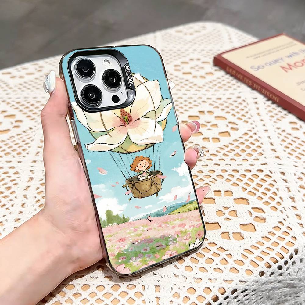 Fairy's Flower Dream Phone Case For iPhone 17,16,15,14,13,12,11 Plus,Pro Max,XS,Colored silver phone case